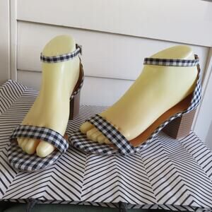 Call It Spring Sandals Block Heel Shoes Women's 7.5 Black White checkered